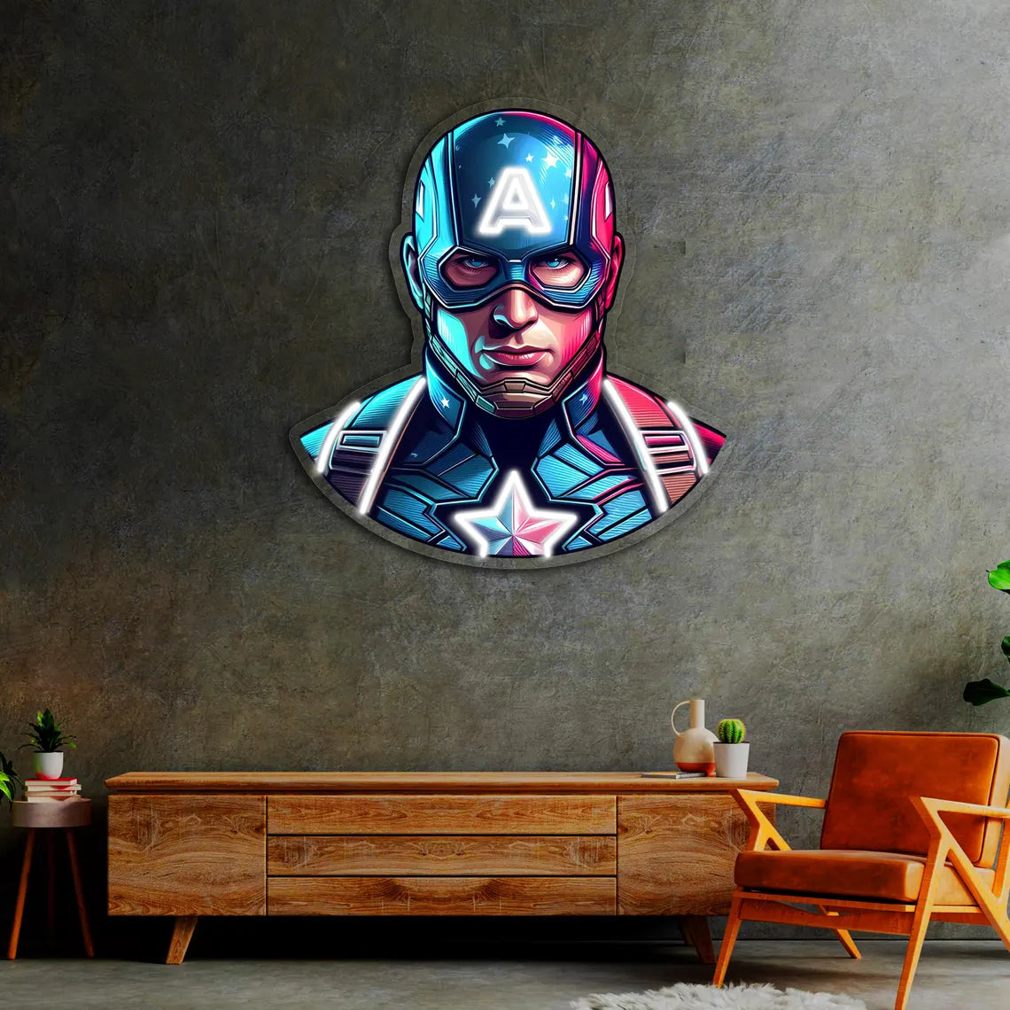 UV Printed Captain America Neon Sign - Neonsnest.com