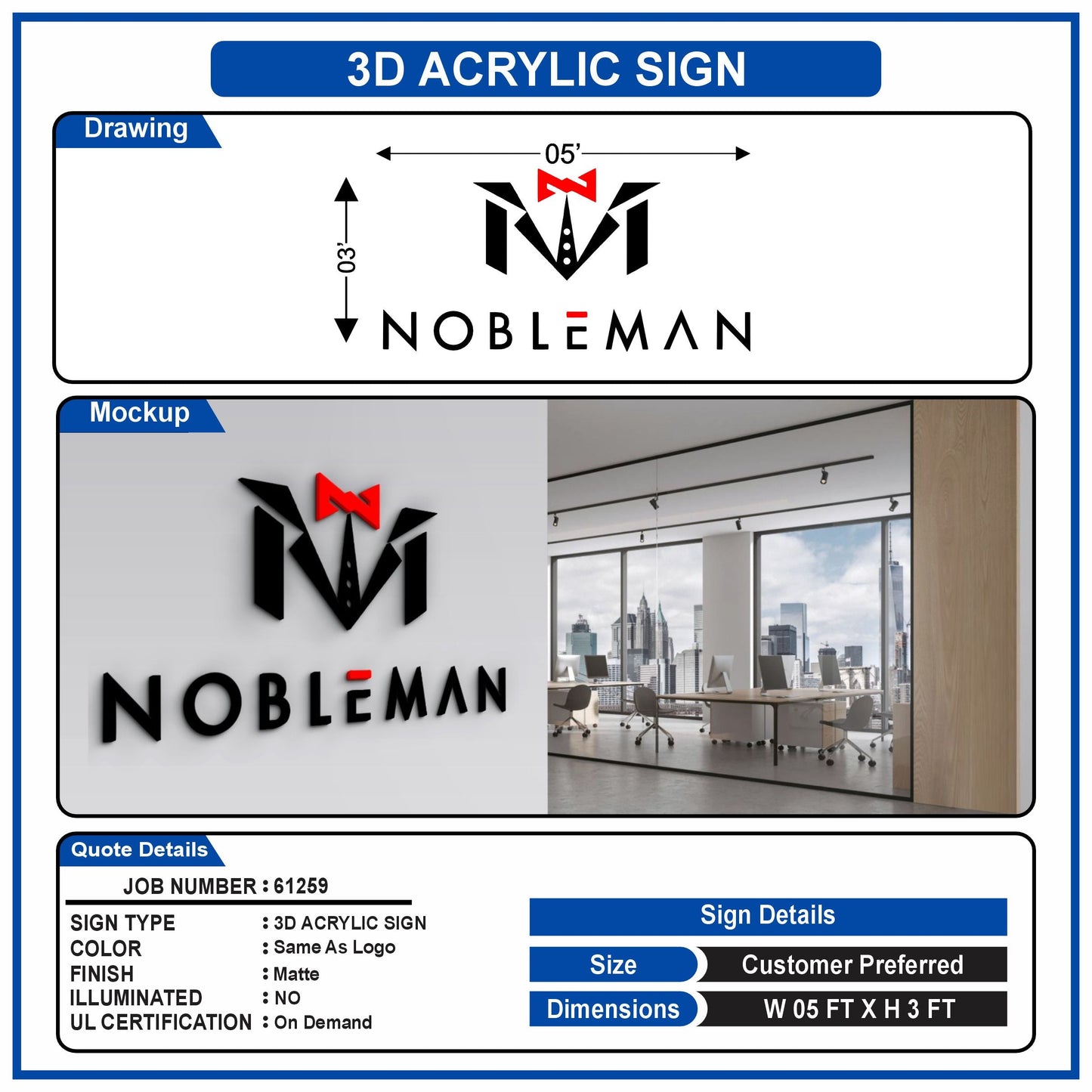 3D Acrylic Logo Sign