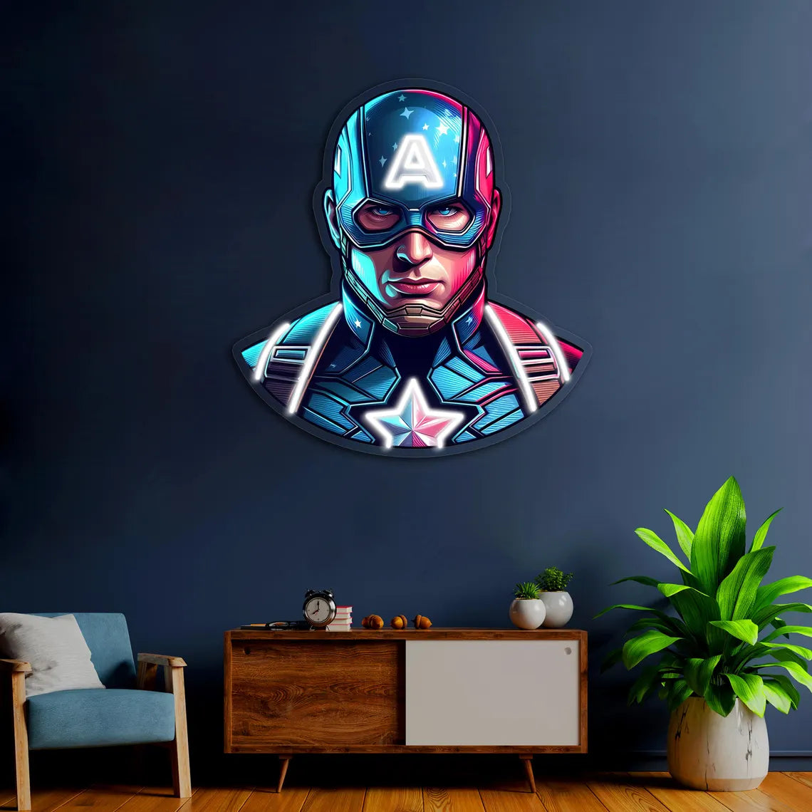 UV Printed Captain America Neon Sign - Neonsnest.com