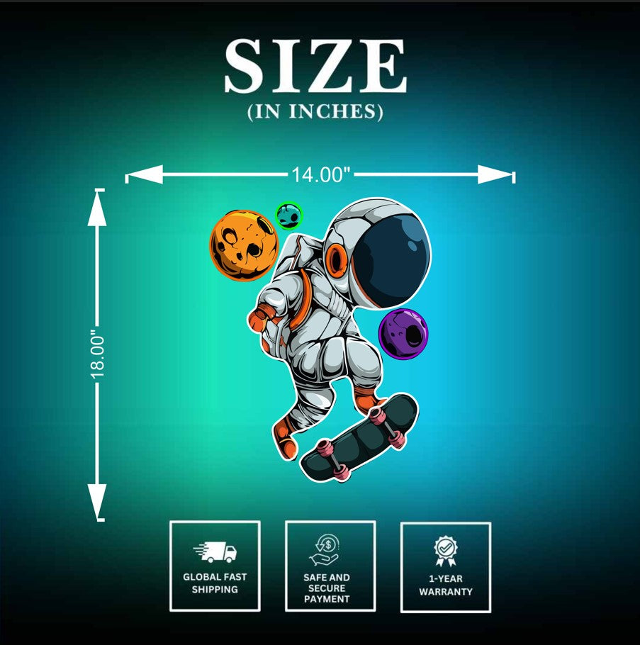 Astronaut on Skateboard Size