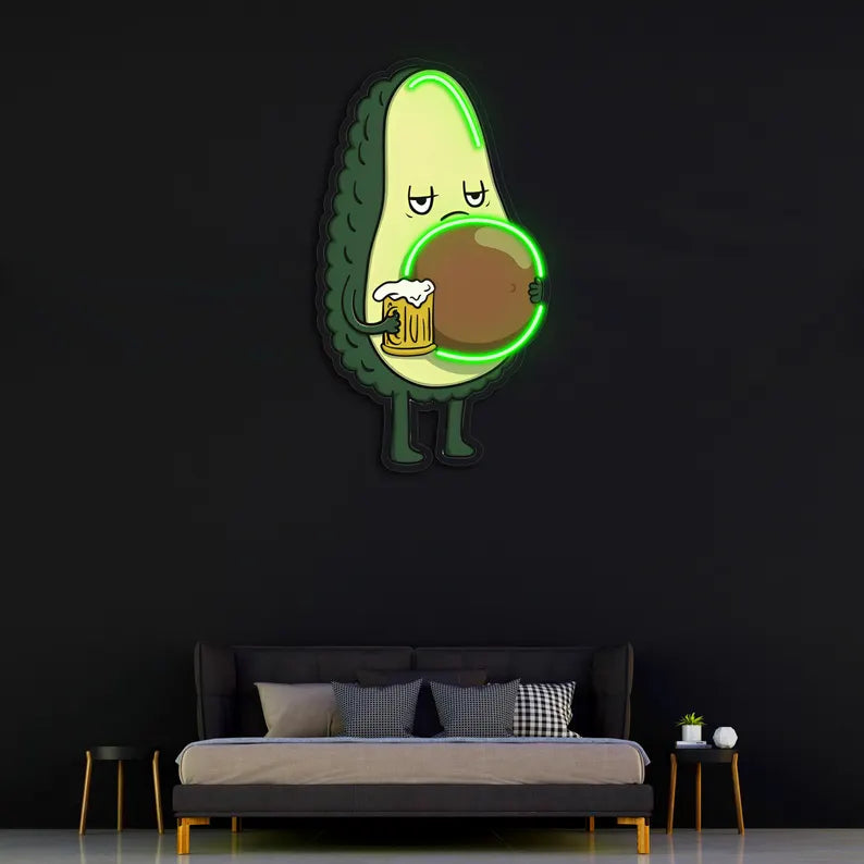 Avocado Sign with Beer Neon