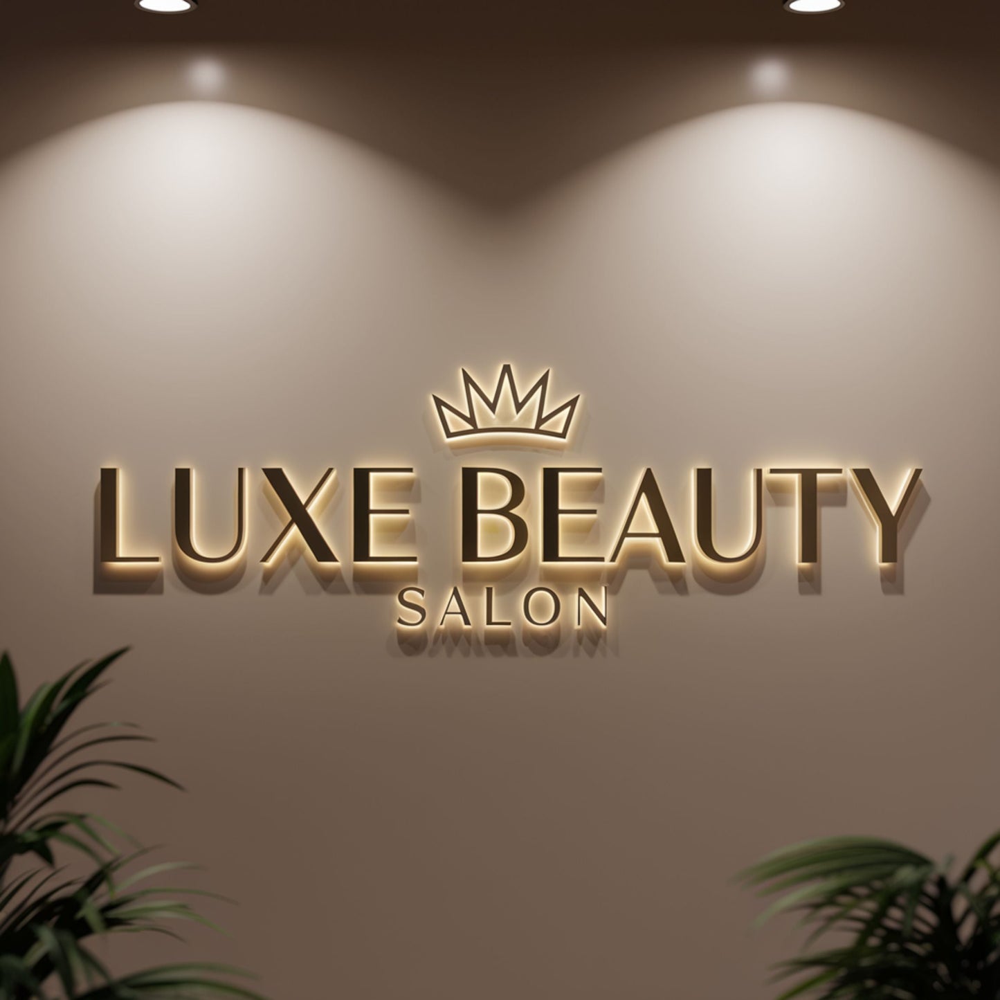 Custom Luxe Salon metal sign for business branding