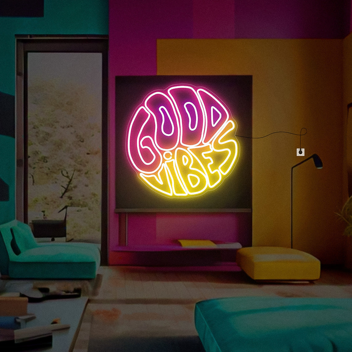 Good Vibes Neon Sign Wall
