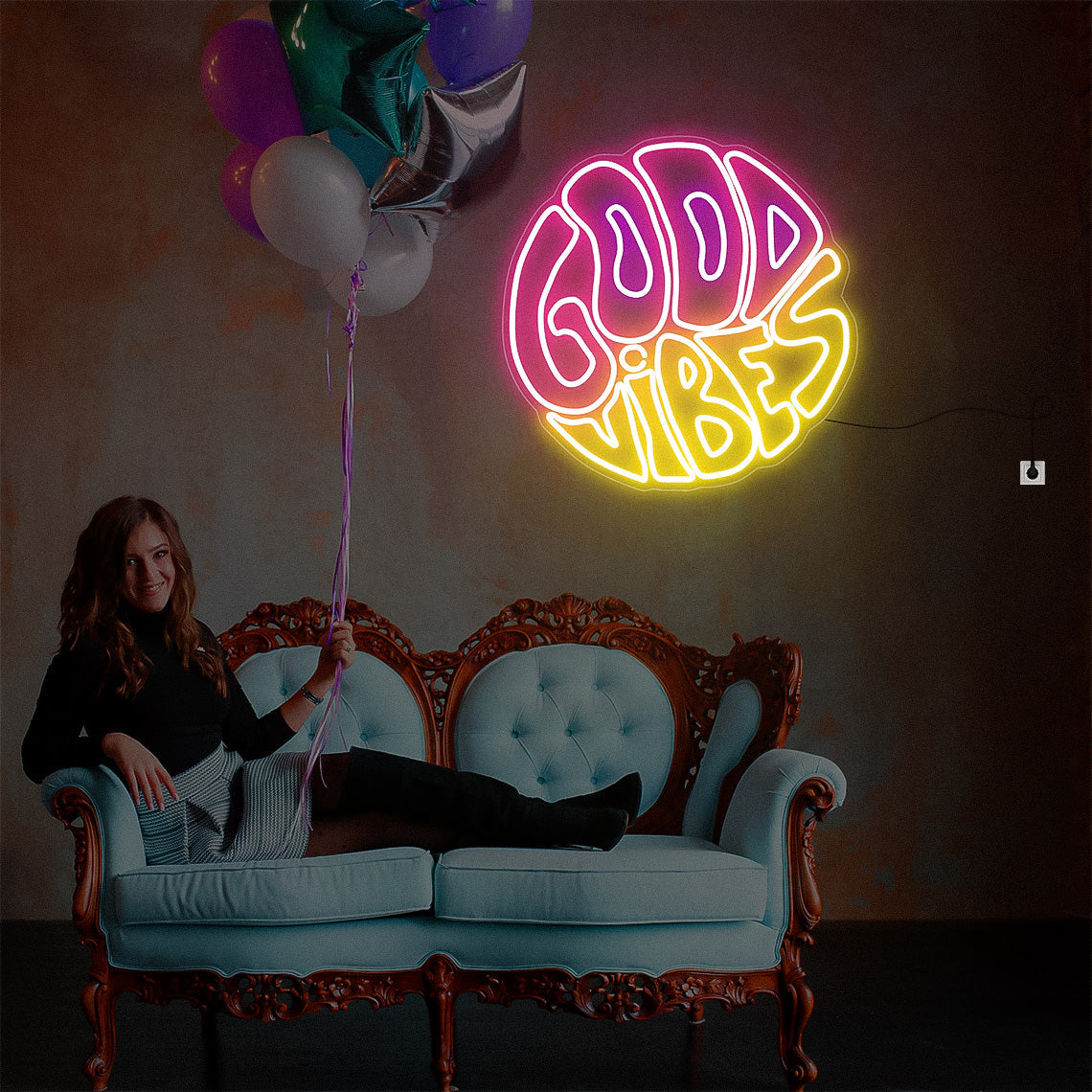 Good Vibes Neon Sign Wall Decor