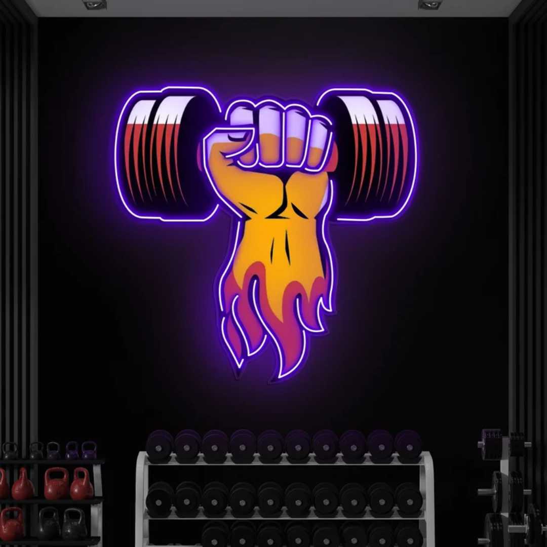Hand Lifting Dumbbell Neon Sign Wall Decor