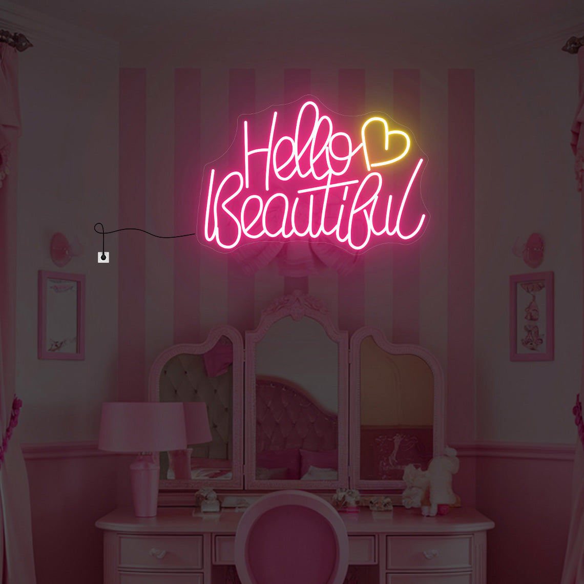 Hello Beautiful Neon Sign Wall Decor