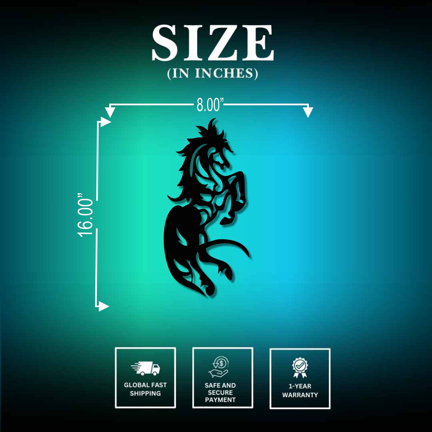 Horse Metal Sign Size In Inches