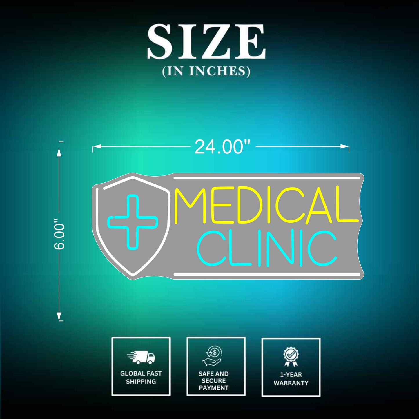 Medical Care Neon Sign Size