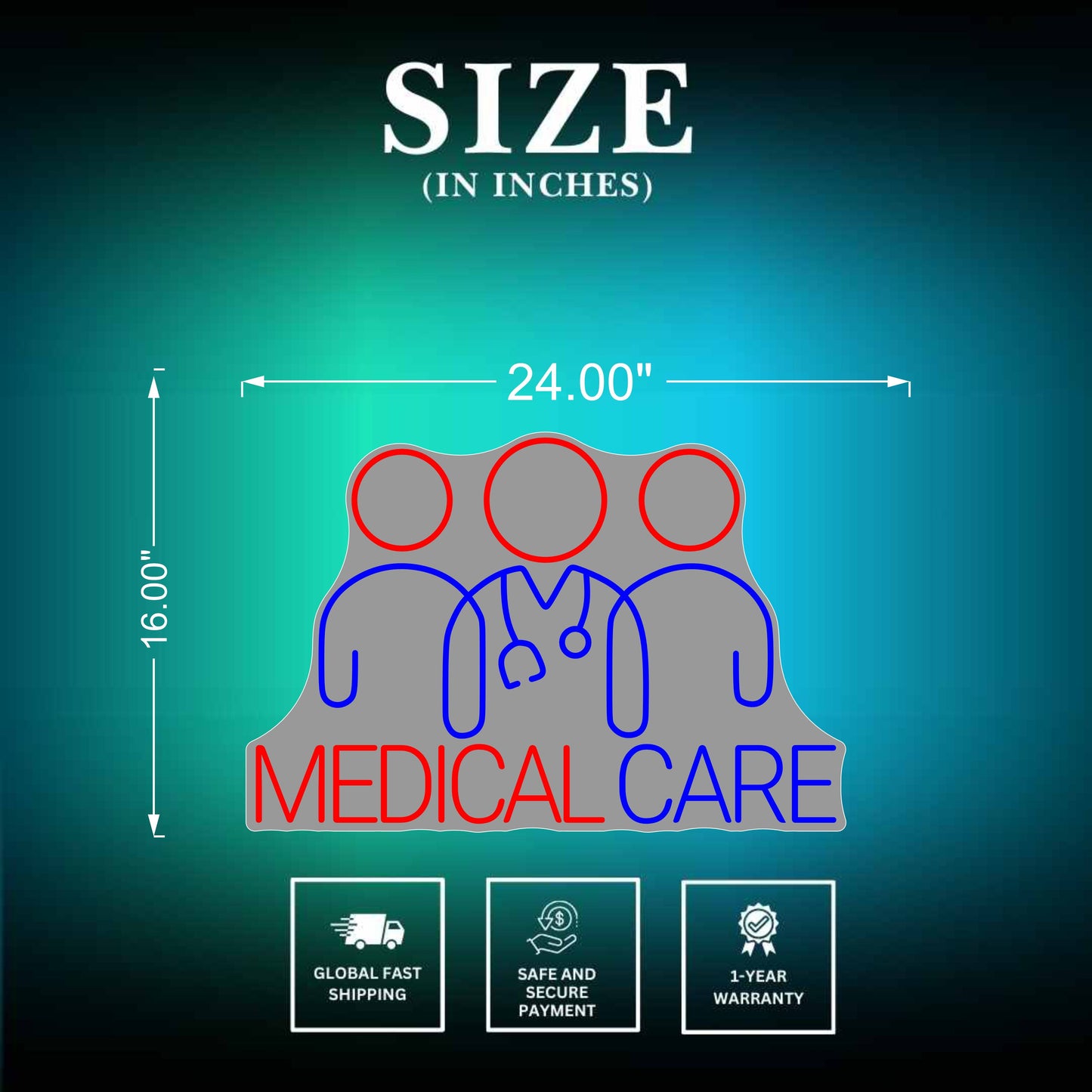 Medical Neon Sign Size
