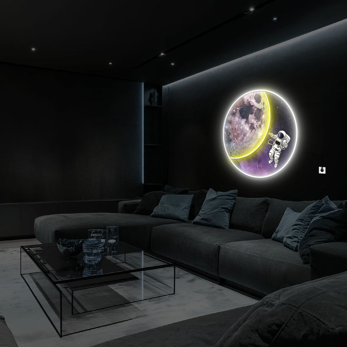 Moon and Astronaut LED Signs For Wall