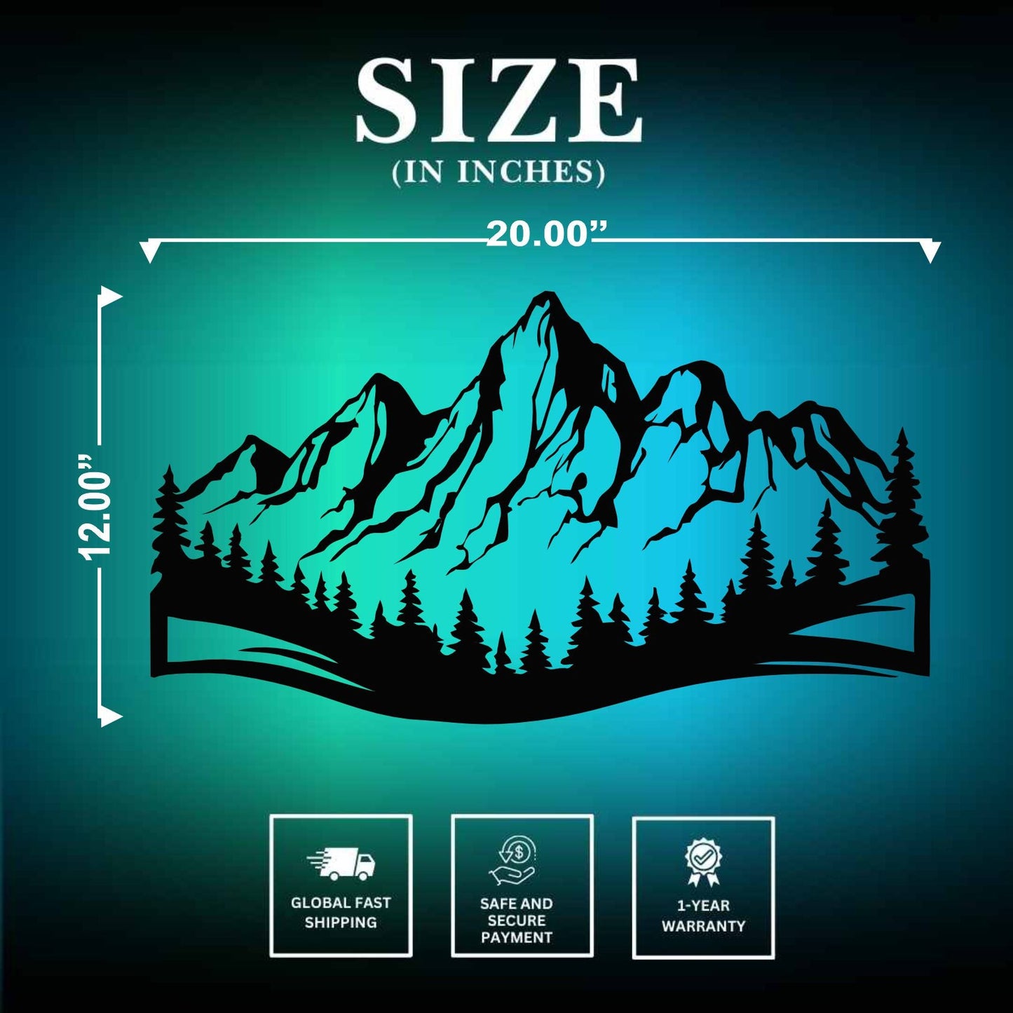 Mountain Metal Sign With Forest