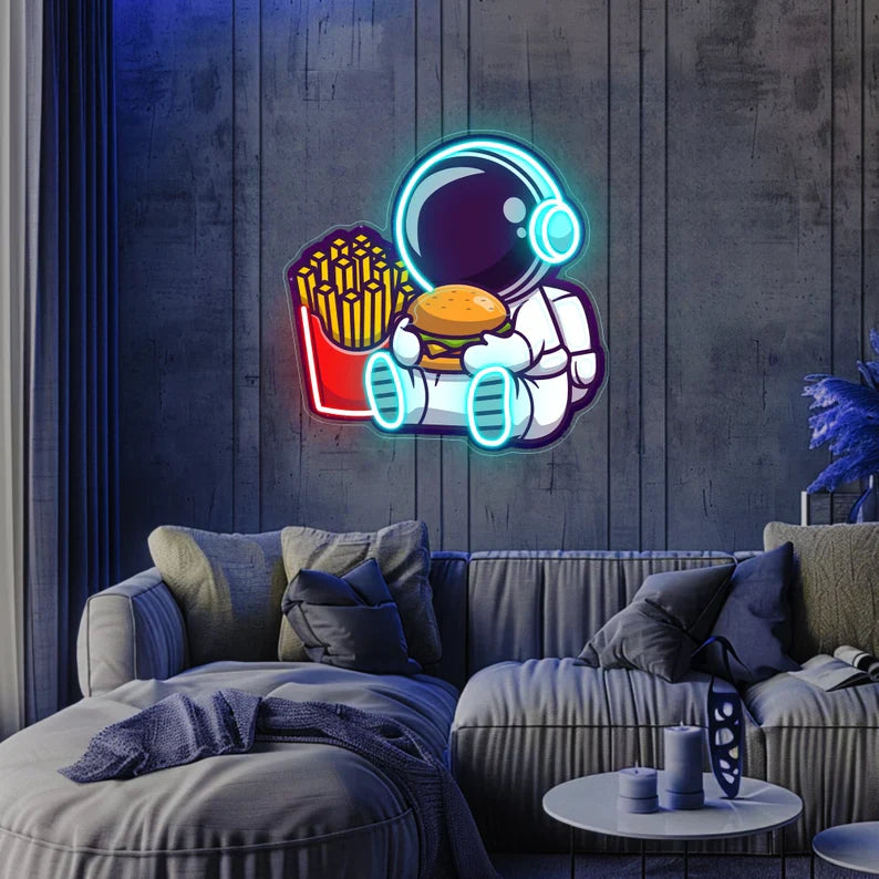 Neon Astronaut Sign LED Wall