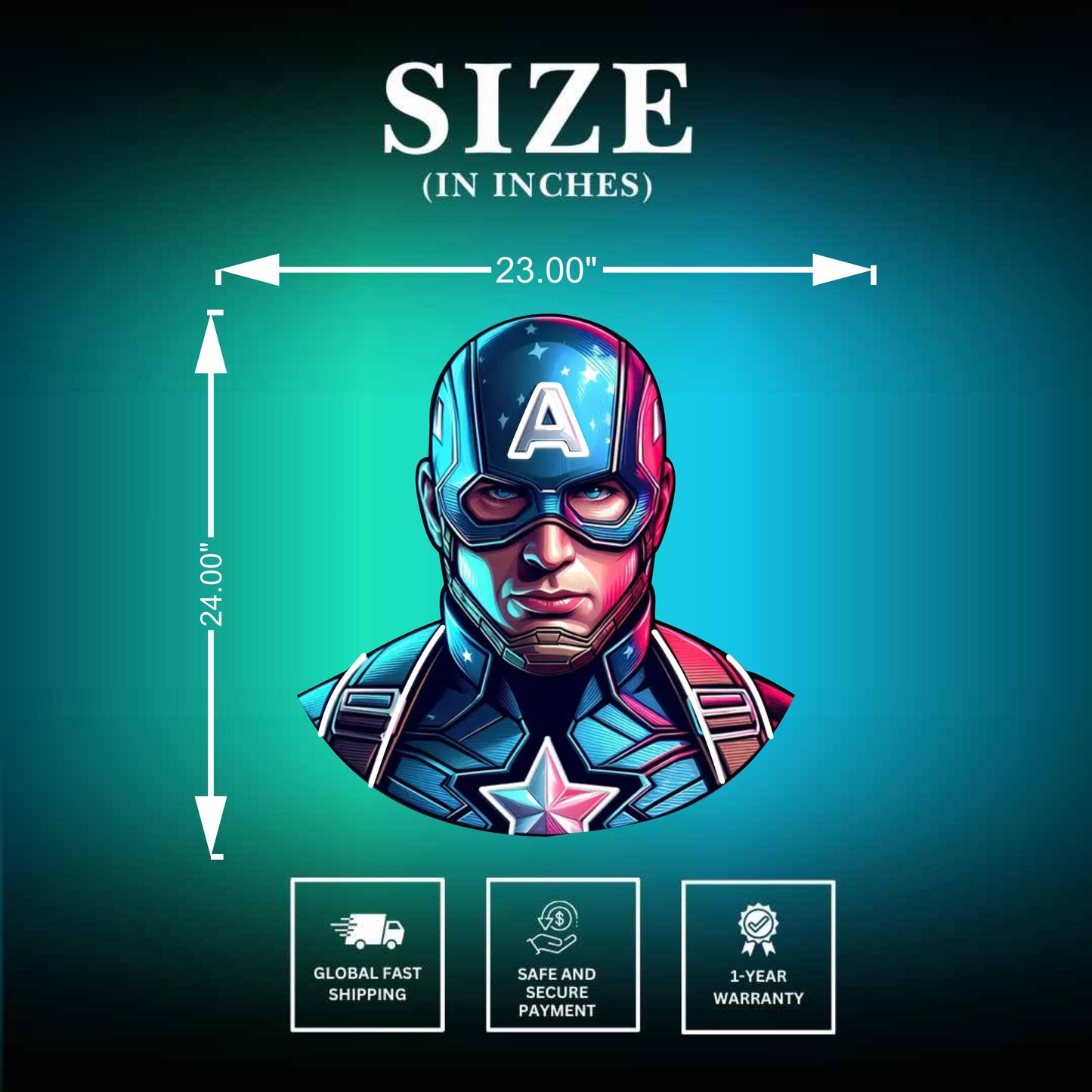 UV Printed Captain America Neon Sign - Neonsnest.com