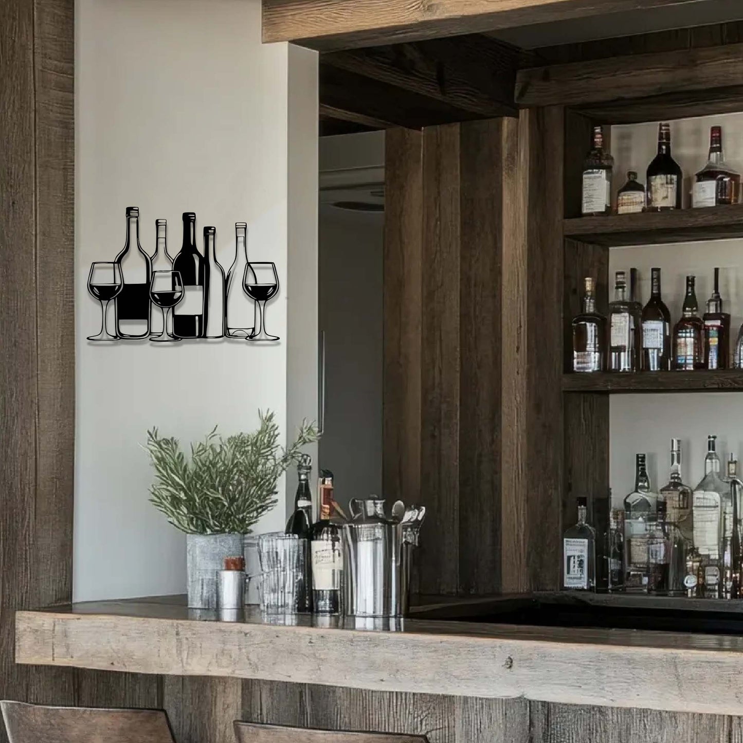 Wine Bottle Wall Art For Bar Shop