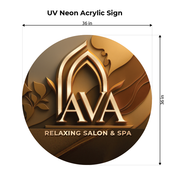 Round Acrylic Sign for Ava Relaxing Salon & Spa