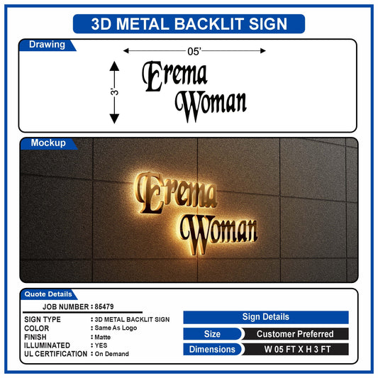 3D Metal Sign For Erema Women