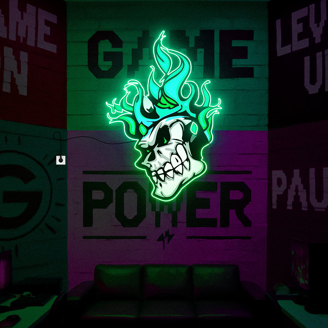 Skull Neon Light – Unique UV Neon Sign for edgy Home & Bar Decor - Neonsnest.com