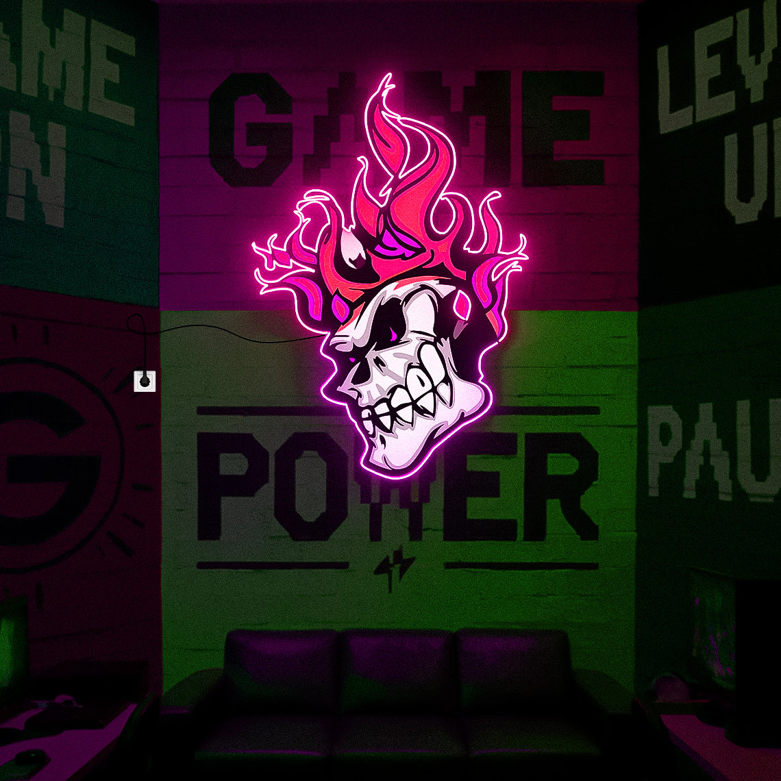 Skull Neon Light – Unique UV Neon Sign for edgy Home & Bar Decor - Neonsnest.com