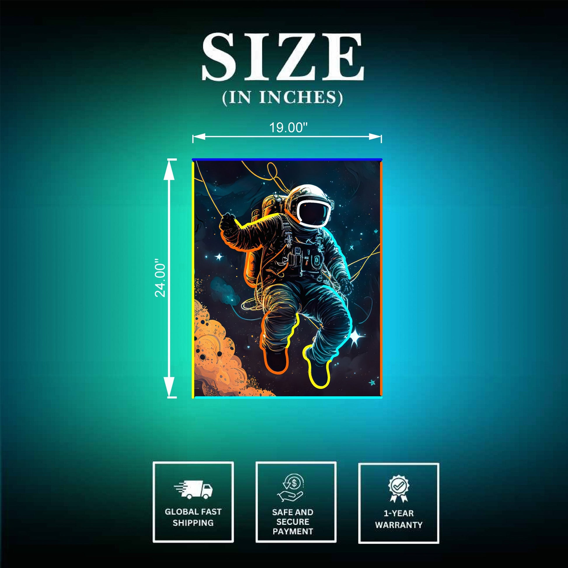 Astronaut Neon UV Size