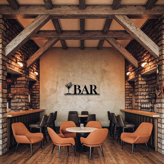 Bar Metal Sign in Wine Shop
