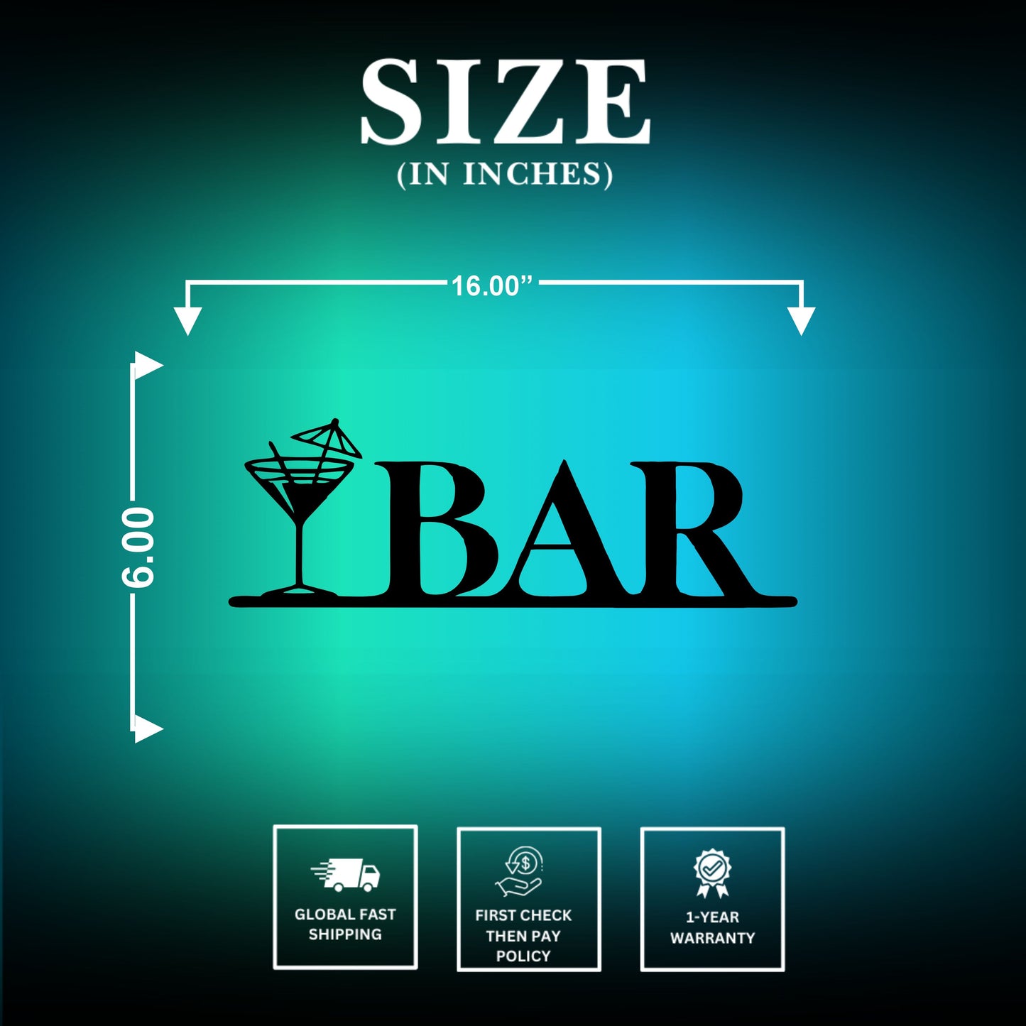Bar Metal Sign Size