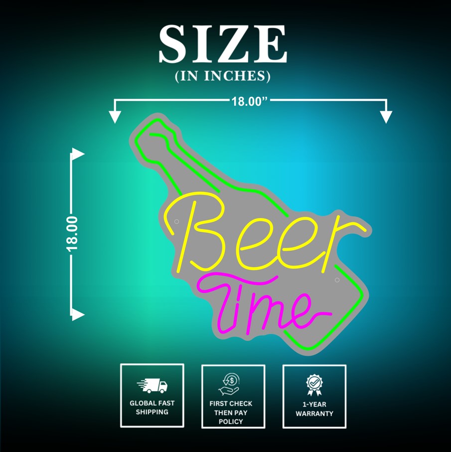 Beer Time Neon Sign Size