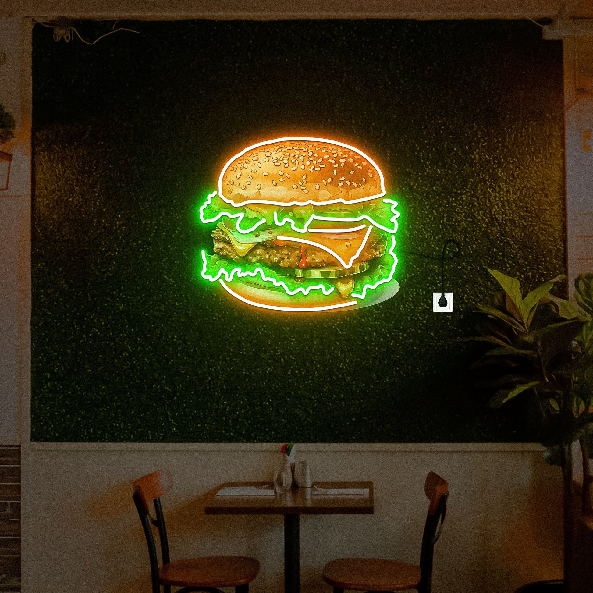 Burger Neon Sign Wall Decor Home
