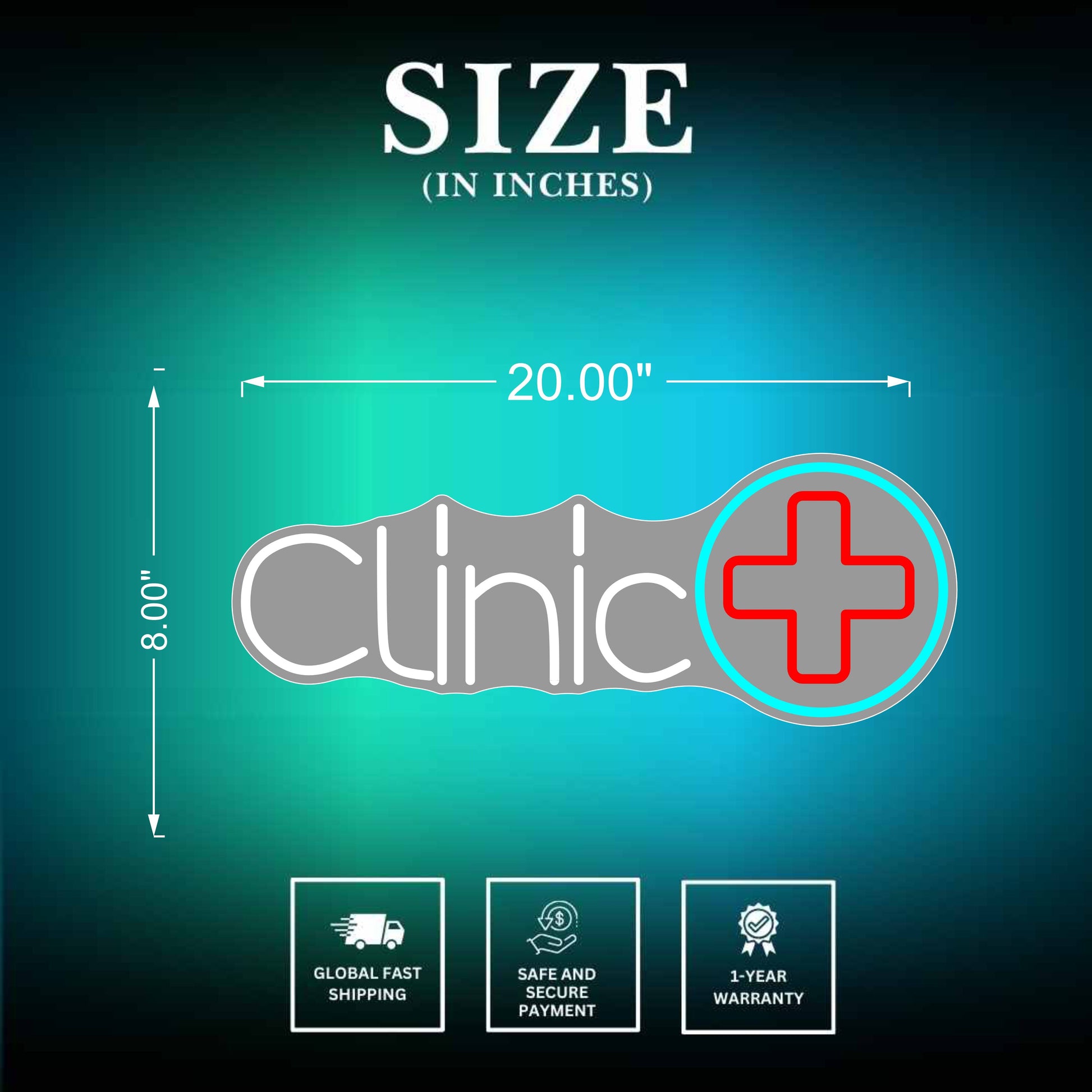 Clinic neon sign Size