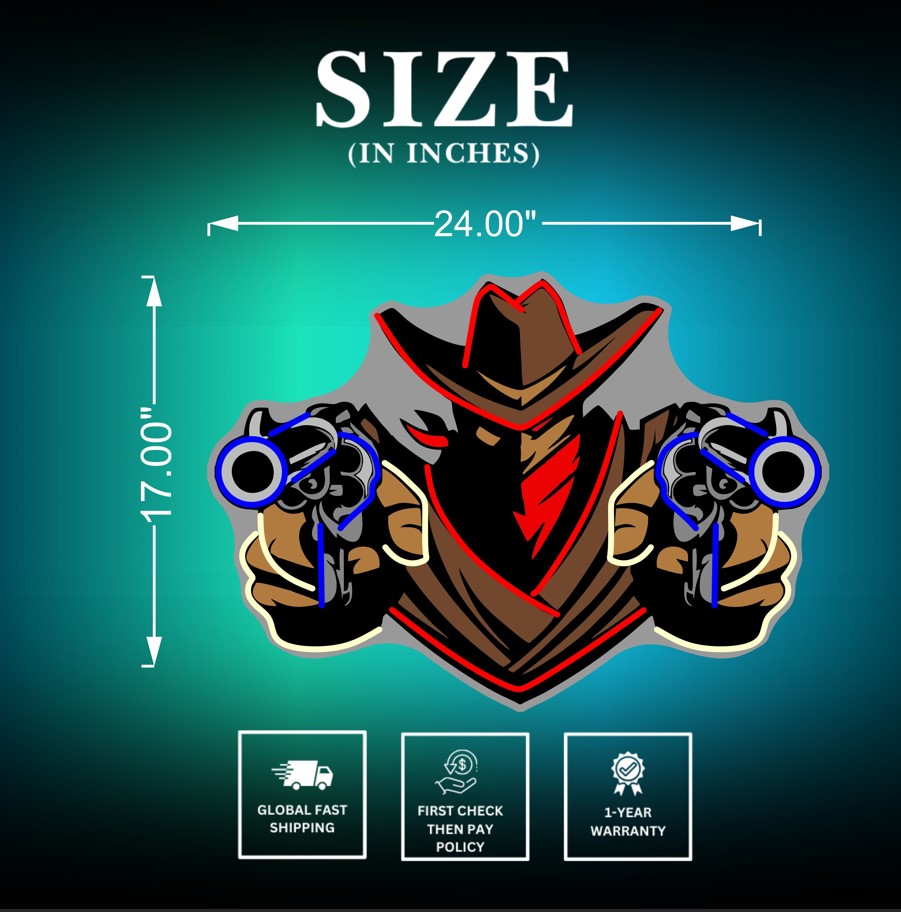 Cowboy Neon Sign Size