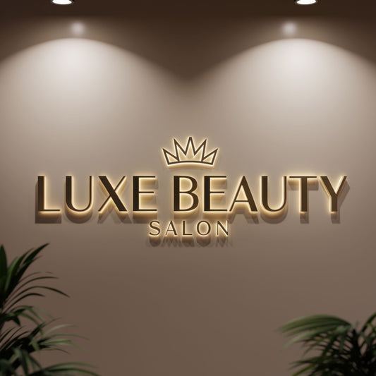 Custom Luxe Salon metal sign for business branding