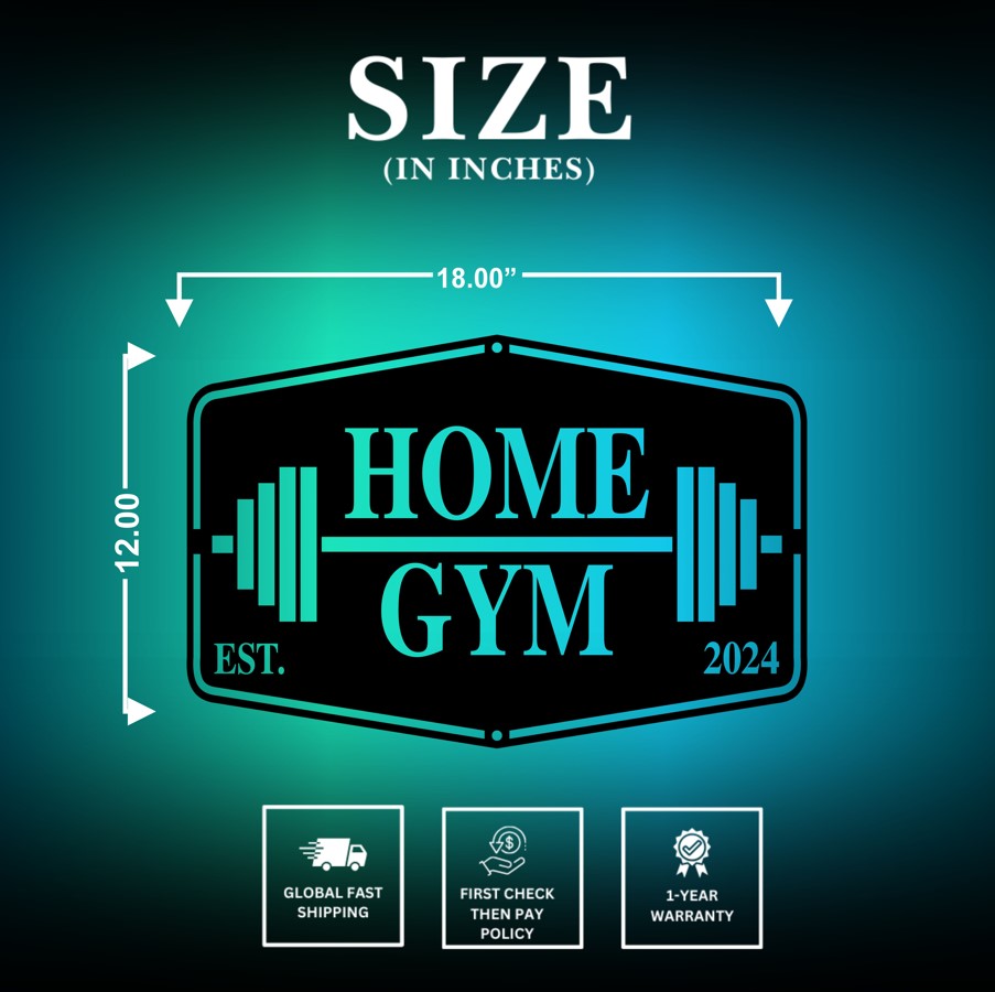Custom Home Gym Signs Size