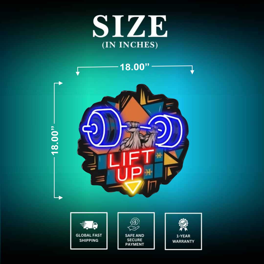 Dumbbell Neon Sign Size