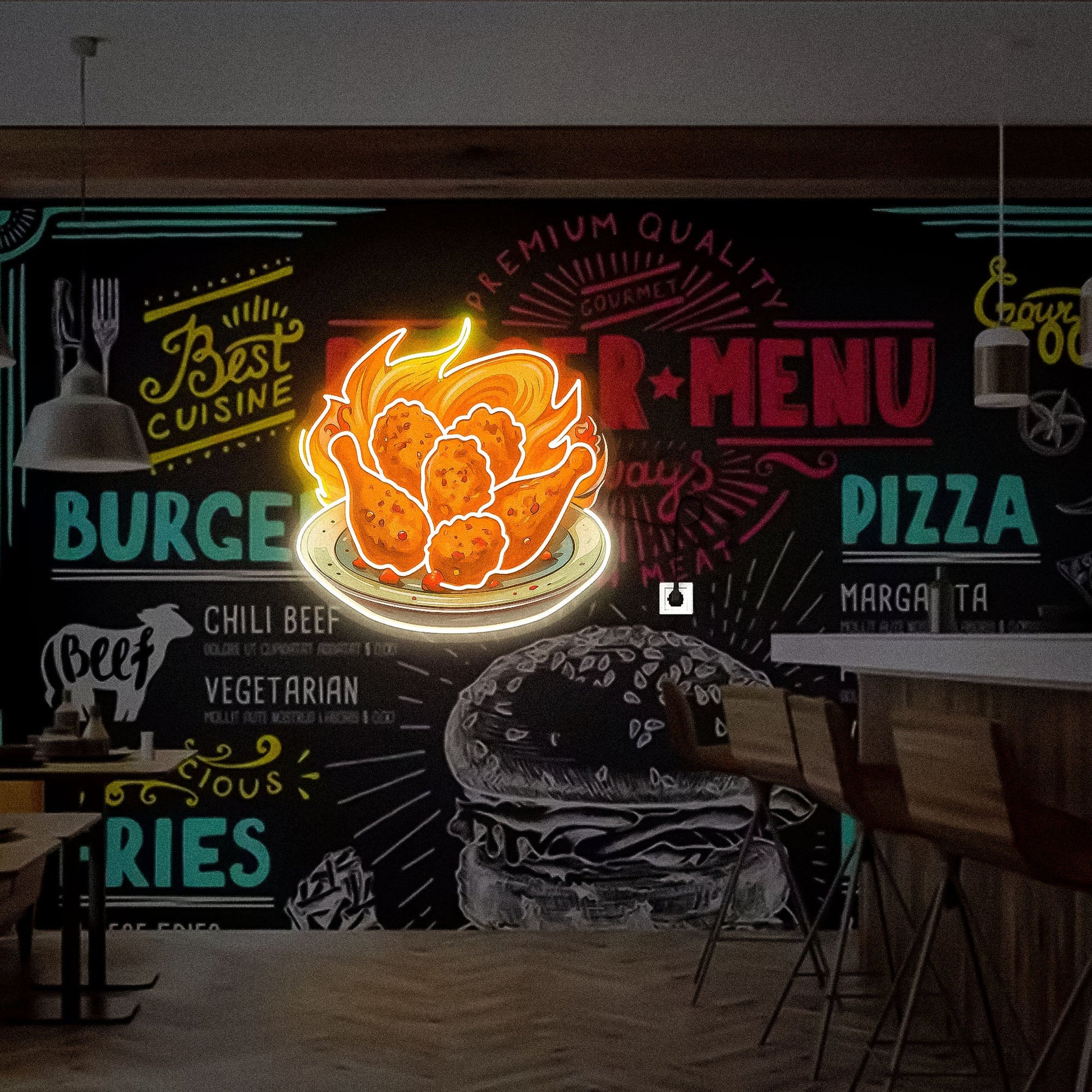 Fried Chicken Neon Sign  Wall Decor
