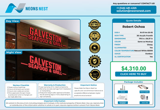 Gavleston Sea Food & Grill 3D Channel Letter Sign v_3