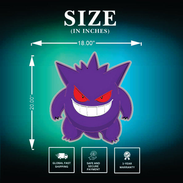 Gengar Neon Light UV Sign Size