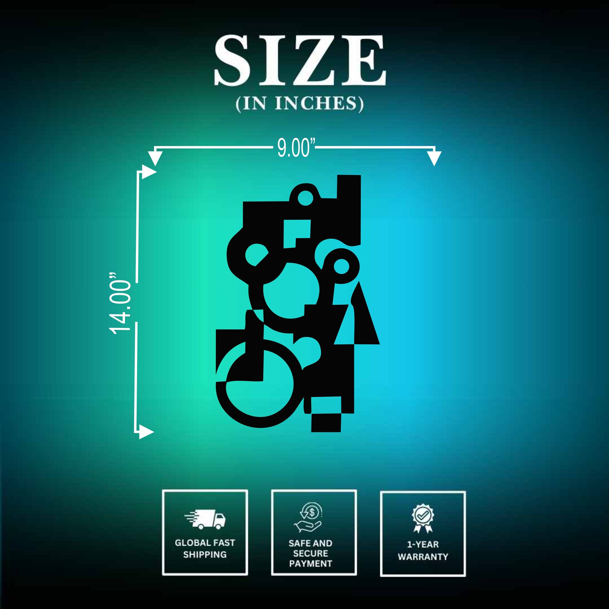 Geometric Metal Wall Art Sign in Size