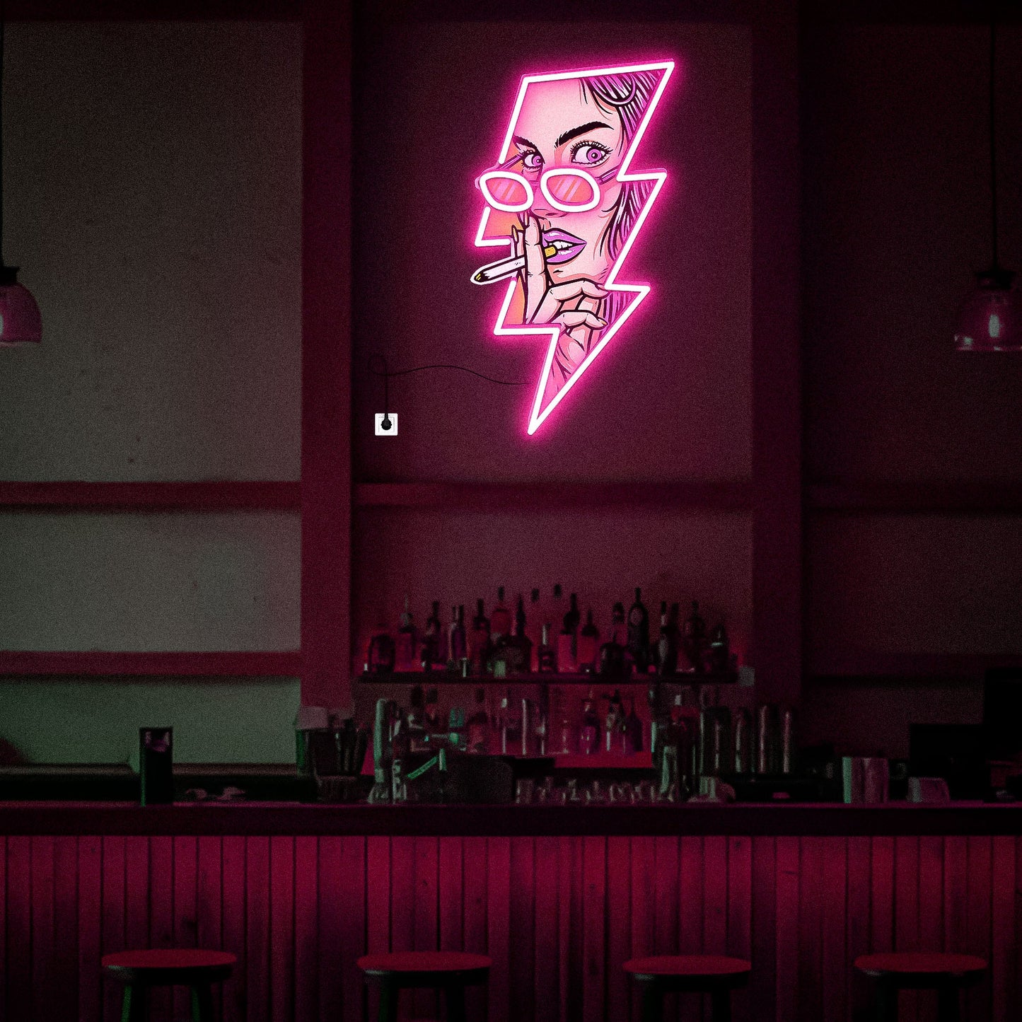 Girl Smoking UV Neon Sign Bar