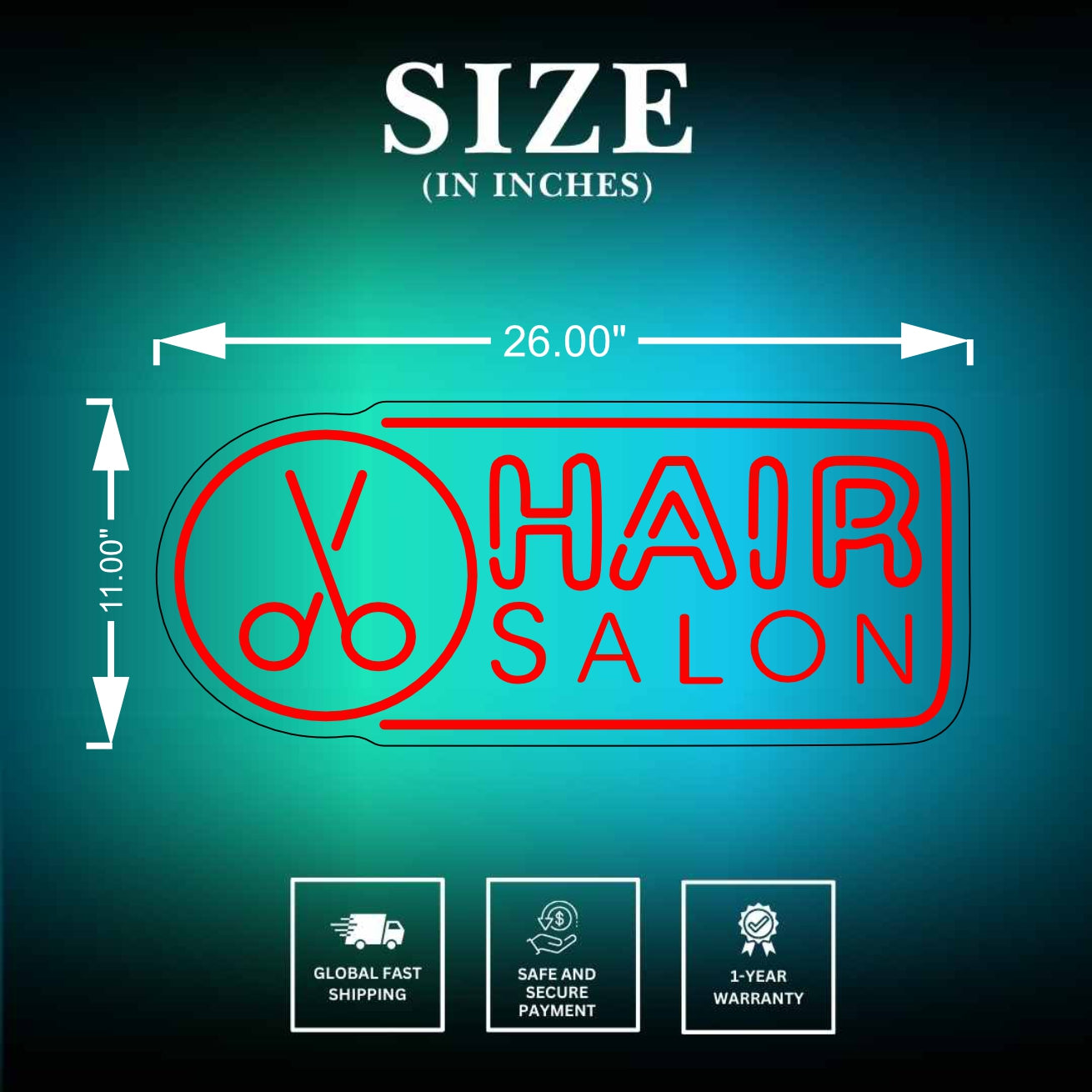 Hair Salon Neon Signs Size