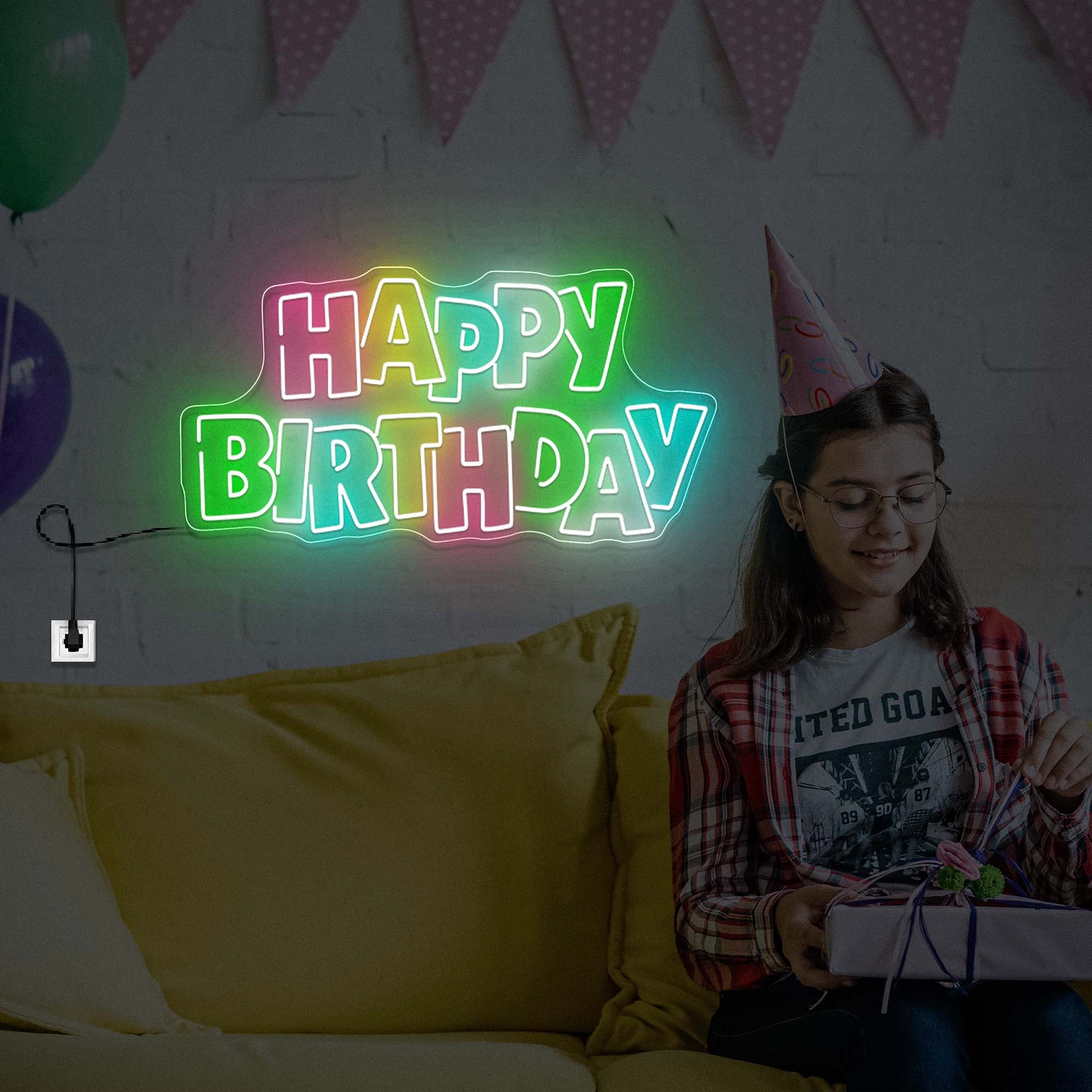 Happy Birthday Neon Sign Party On