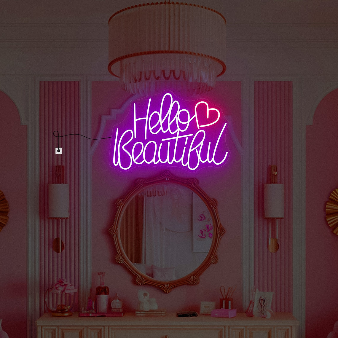 Hello Beautiful Neon Sign Wall