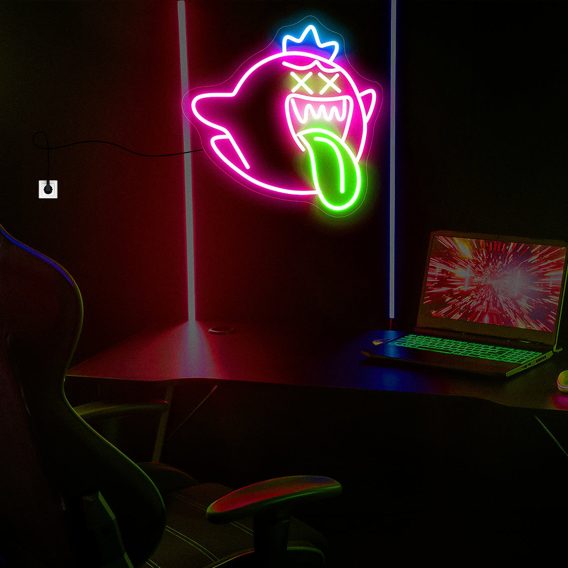 King Boo Neon Sign Ghost  Wall Decor