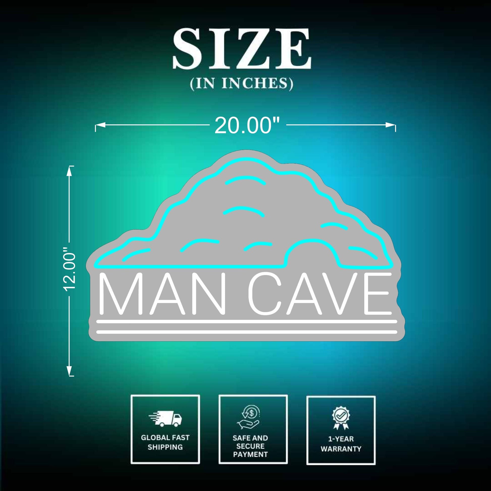 Man Cave Neon Sign, Neon Lights  Size