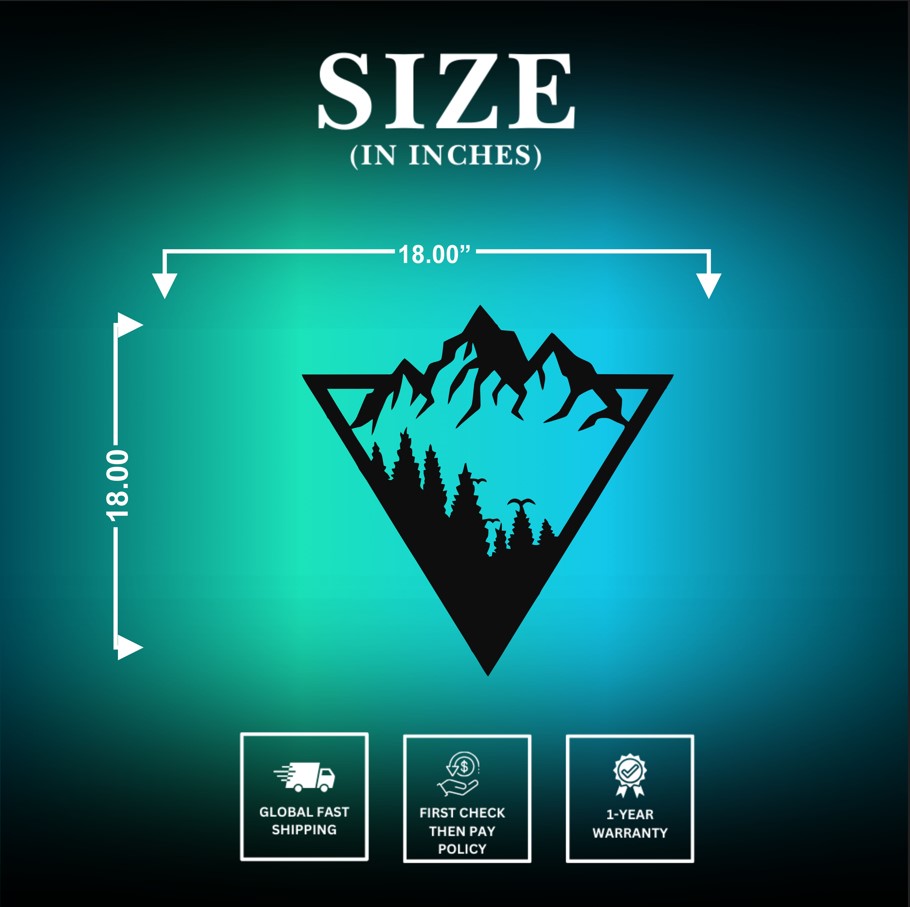 Metal Mountain Wall Art sign For Room