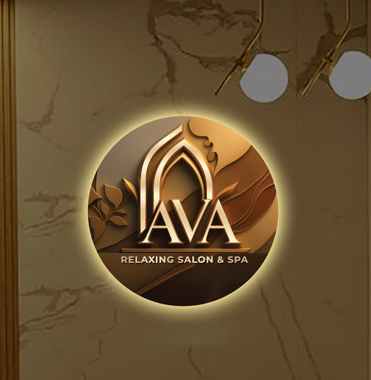 Round Acrylic Sign for Ava Relaxing Salon & Spa