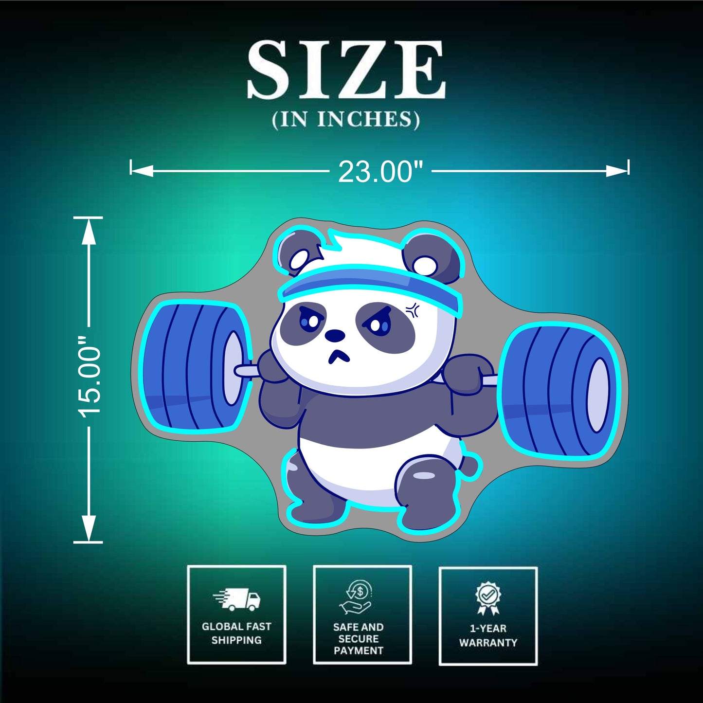 Neon Panda Sign Size