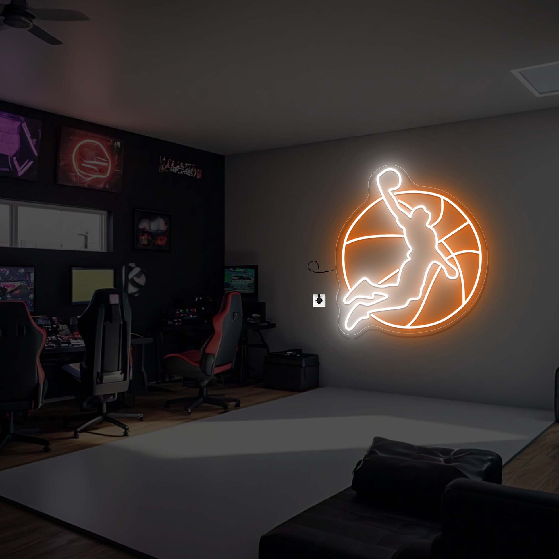 Neon Sign Basketball Room