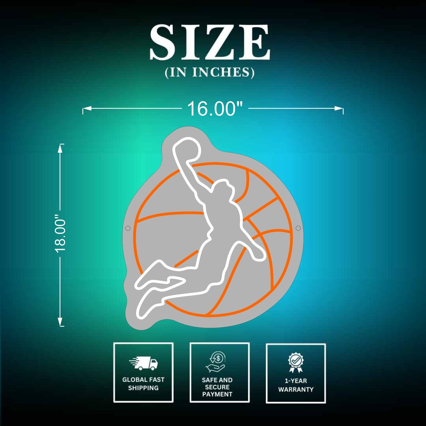 Neon Sign Basketball Size