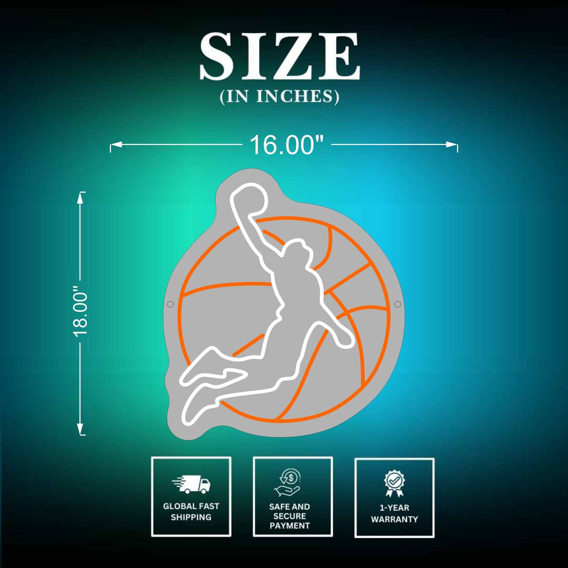 Neon Sign Basketball Size