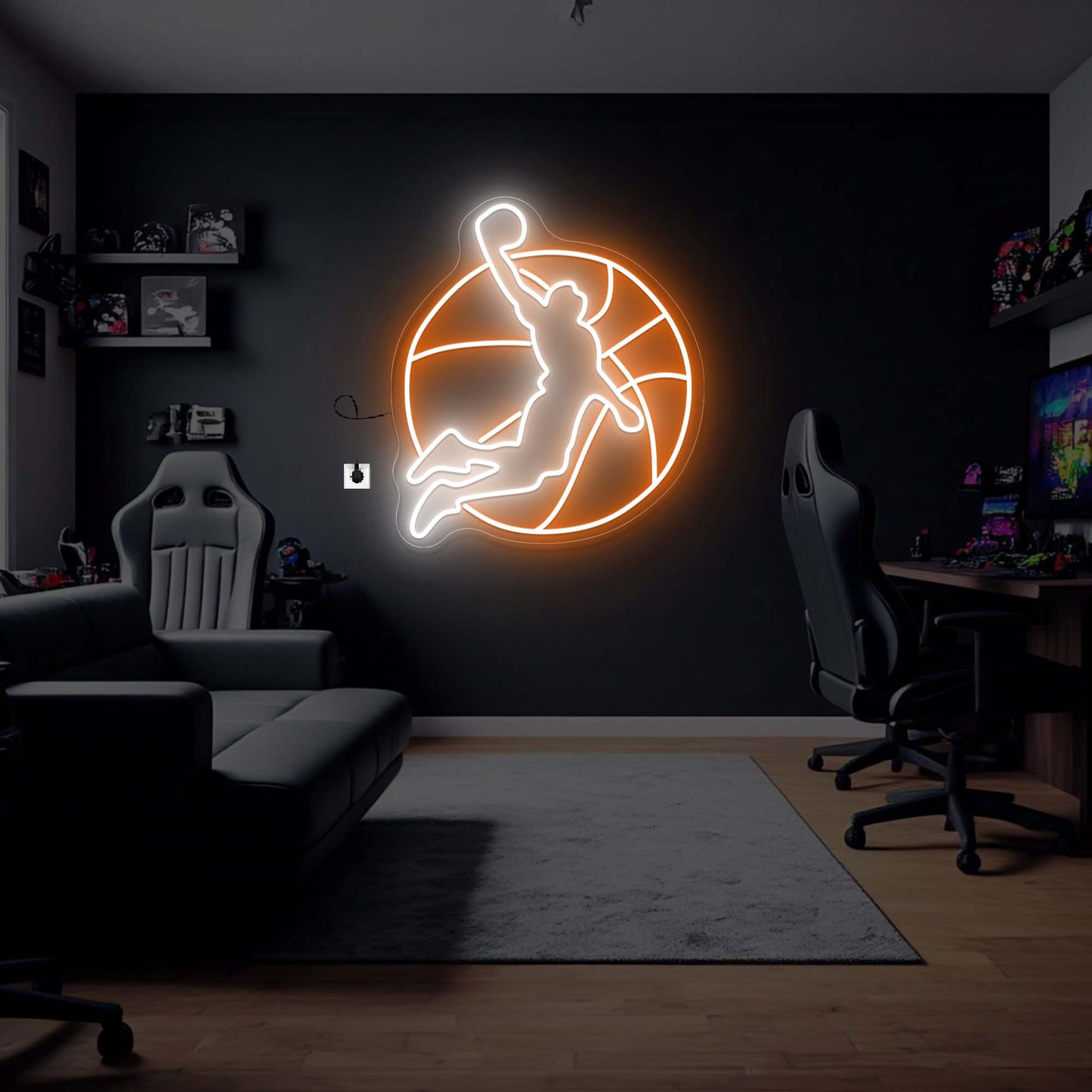 Neon Sign Basketball Wall