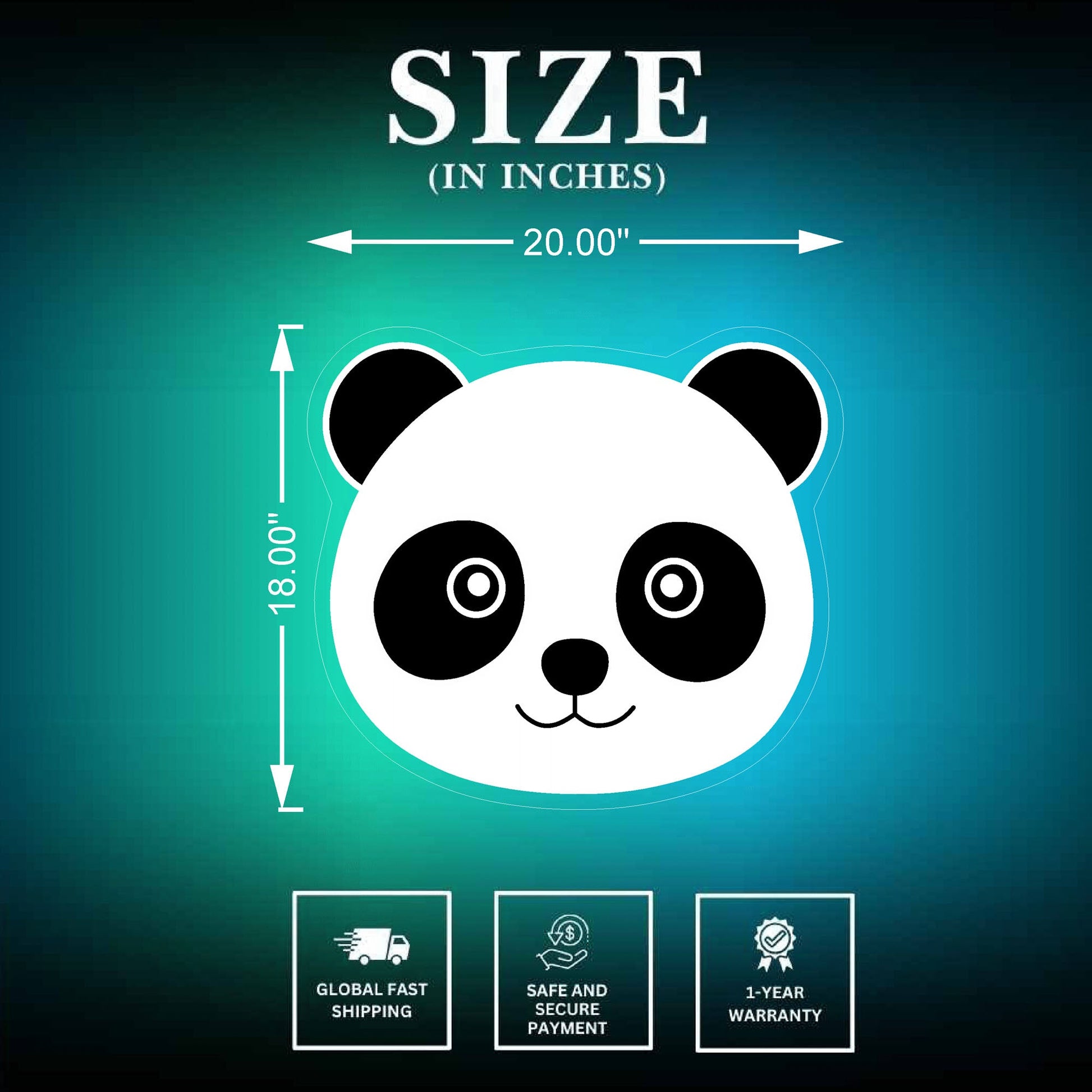 Panda Neon Signs Size